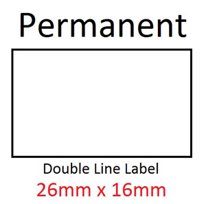 Price Labels Double Line - 26mm x 16mm Permanent White  -10x Rolls